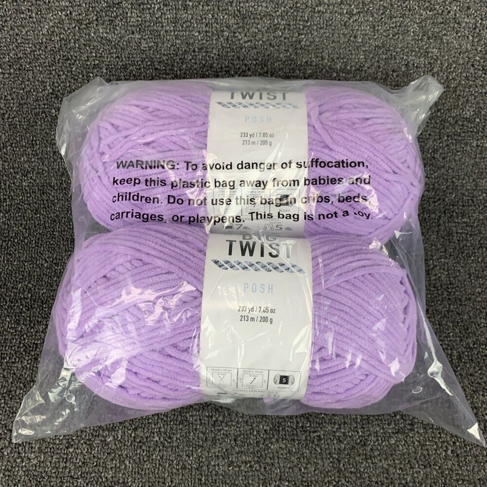 Lot Of 2 Big Twist Posh Ube Milk Tea Yarn 233Yd 7.05oz Ea Brand New Discontinued